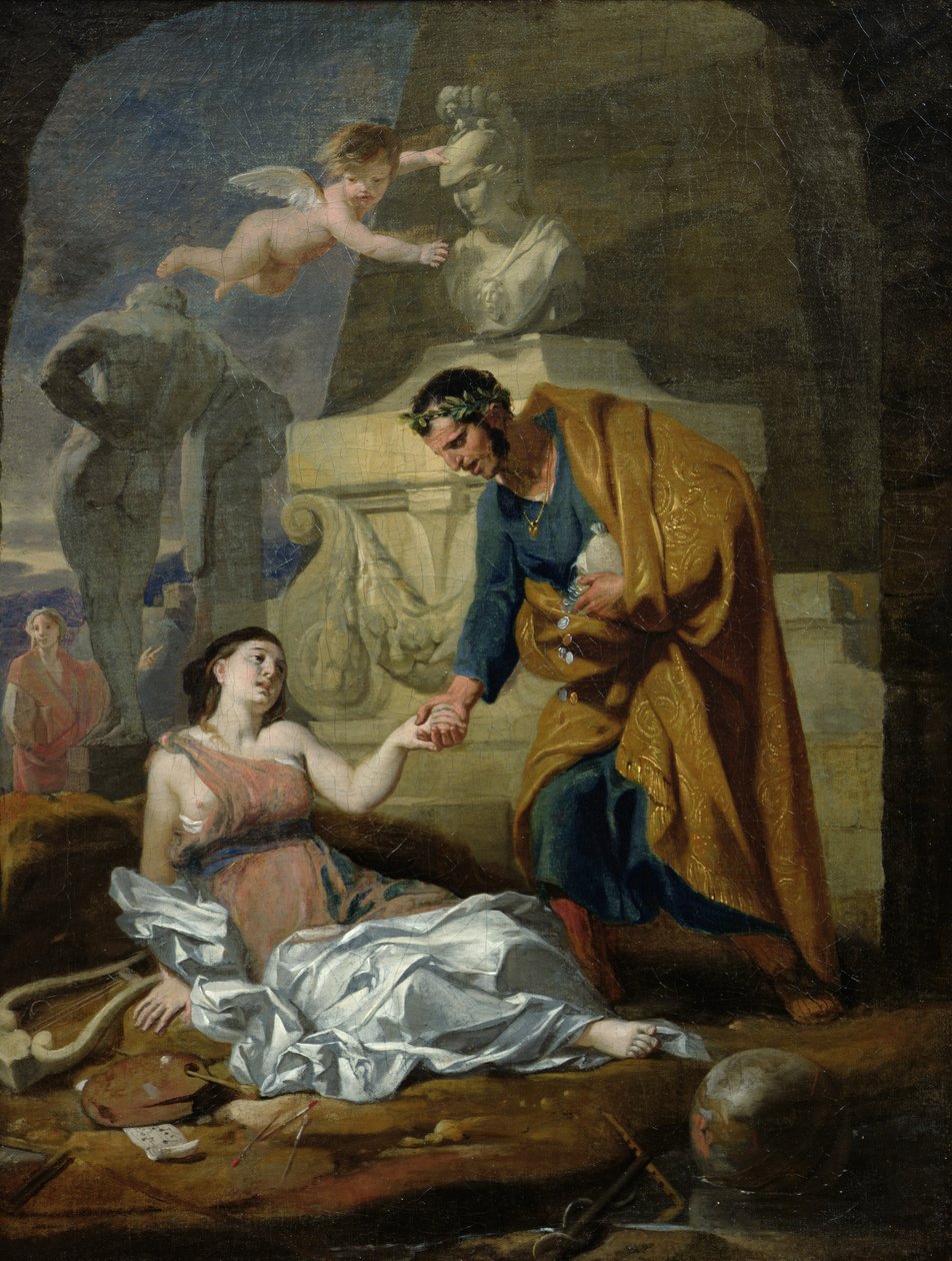 Alegoria das Artes e Patrocínio ou, Imperador Augusto (63-14 aC) Apoiando as Artes, 1660-69 de Gerard de Lairesse