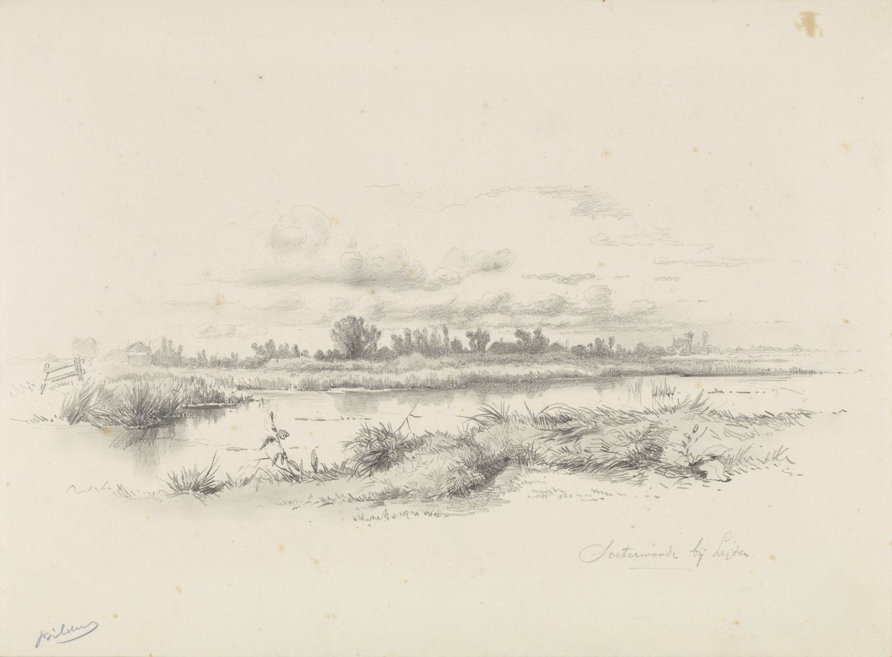 Vista sobre a água em Zoeterwoude perto de Leiden de Gerard Bilders
