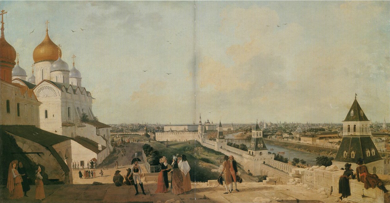 Vista de Moscou a partir da varanda do Palácio do Kremlin em direção a Ponte Moskvoretsky. Tempo de Gerard Delabart