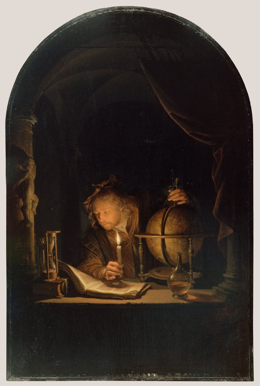 Astrônomo à luz de velas de Gerrit Dou