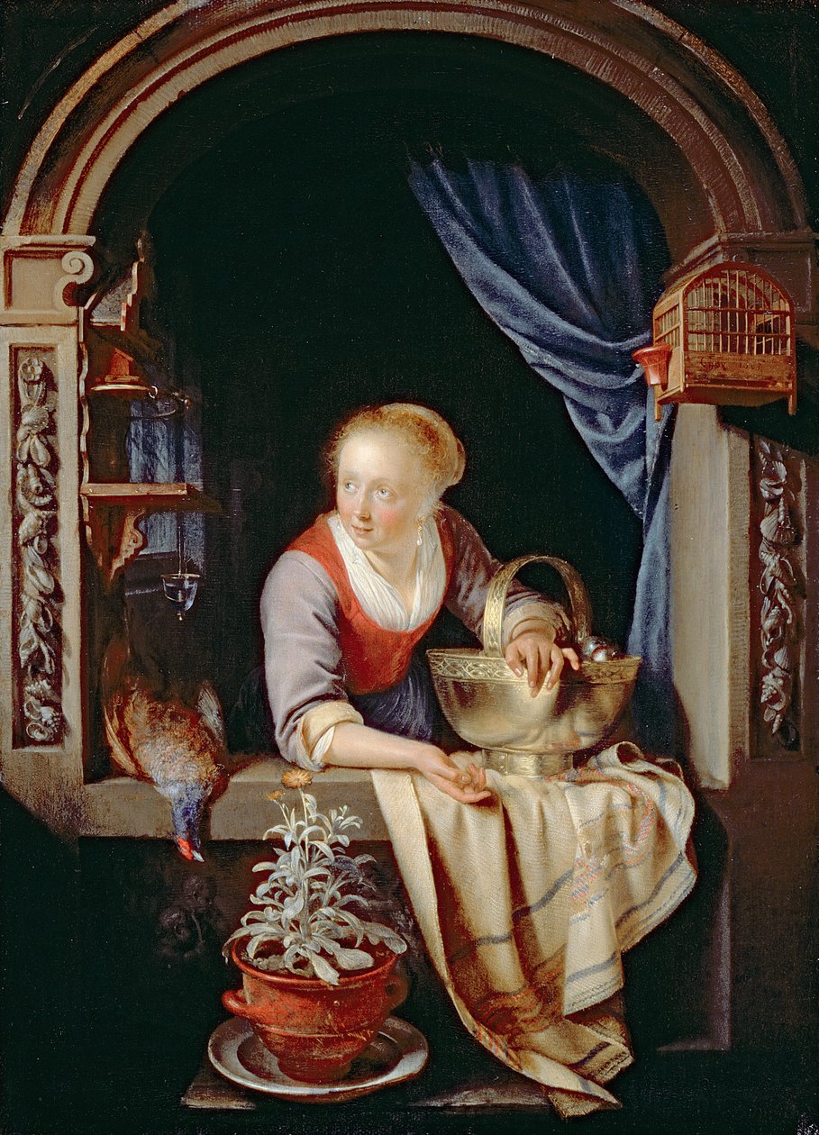 Mulher em uma janela, 1663 de Gerrit Dou