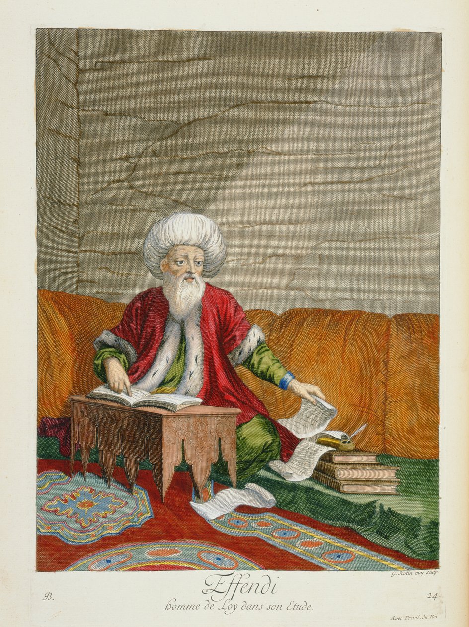 Um Effendi, homem de lei em seu estudo, século XVIII de Gerard Jean Baptiste Scotin
