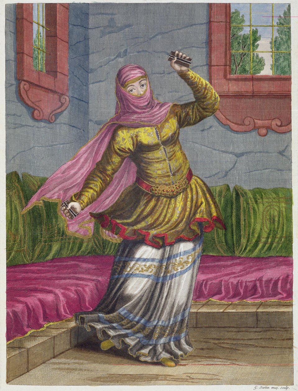 Tchinguis, ou dançarina turca, século XVIII de Gerard Jean Baptiste Scotin