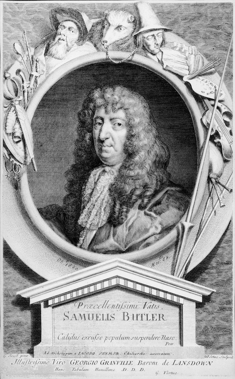 Samuel Butler (1612-80), gravado por Vertue de Gerard Soest