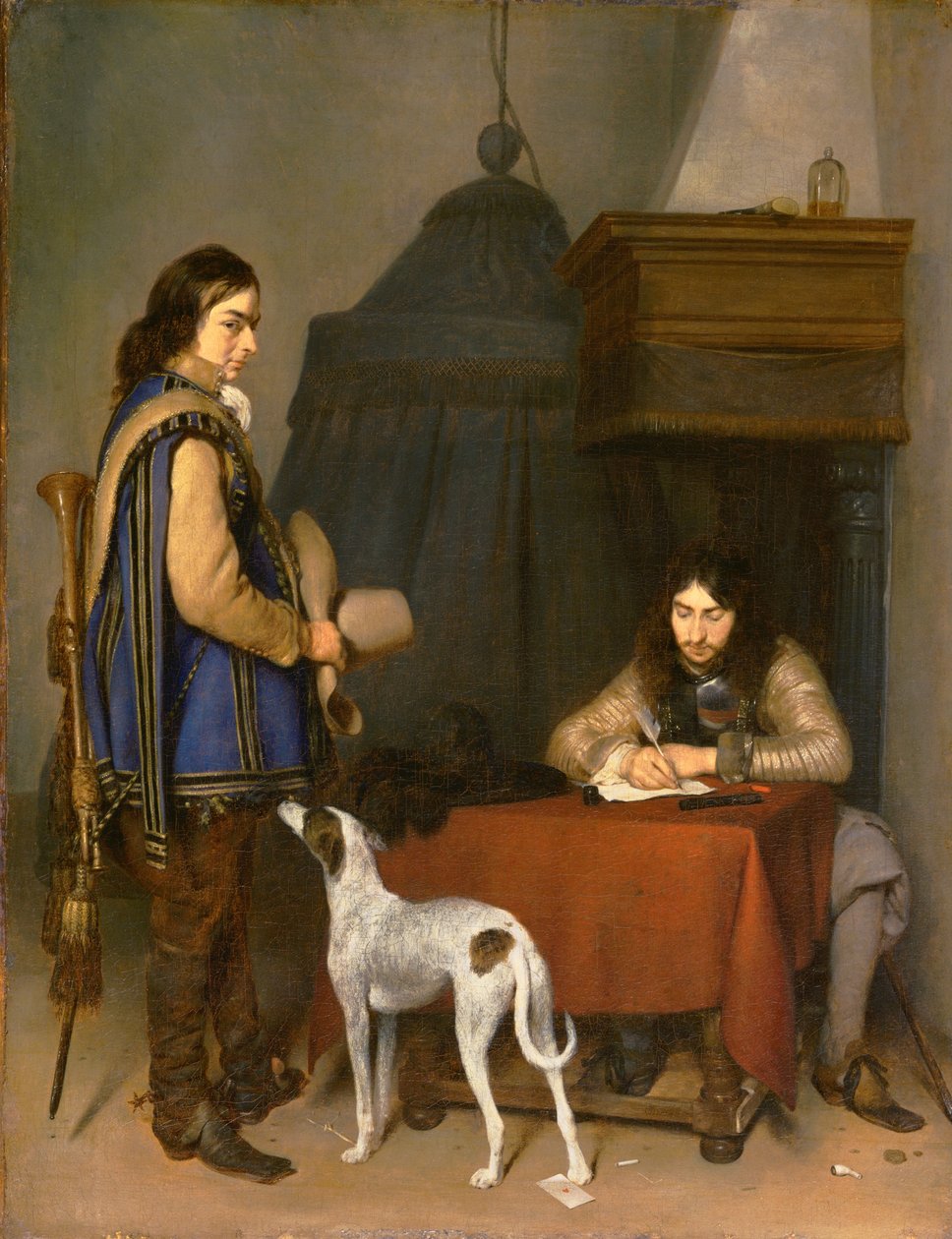 Oficial Escrevendo uma Carta, com Trompetista de Gerard ter Borch