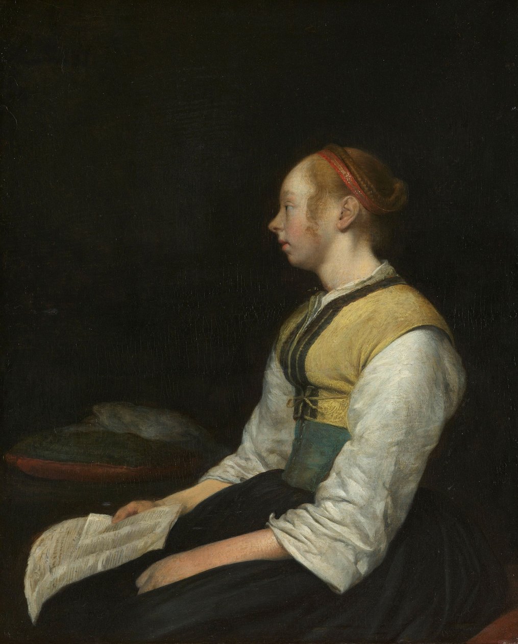 Menina sentada em traje camponês de Gerard ter Borch