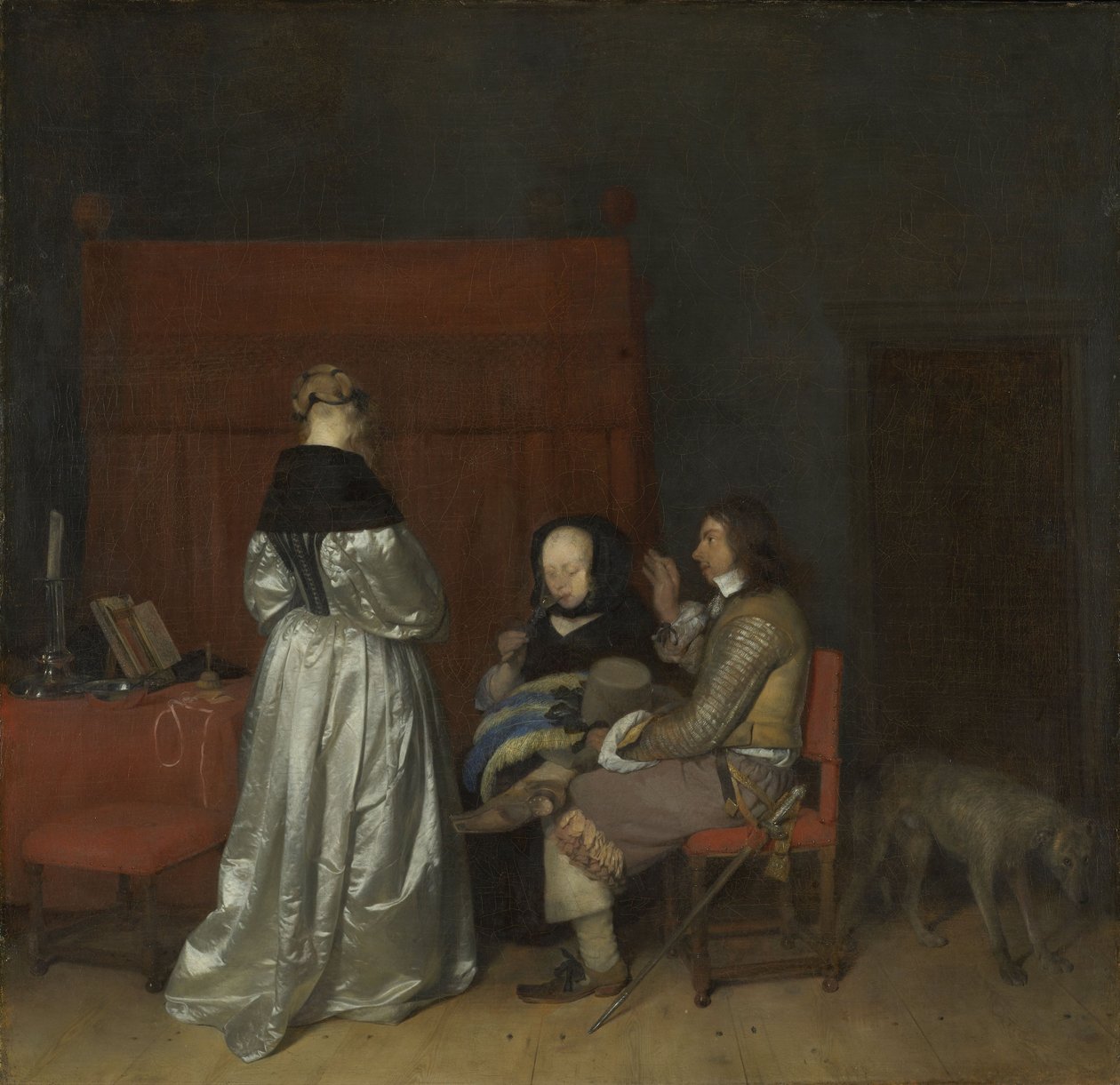 Conversa Galante, também conhecida como &39;A Advertência Paterna&39;, c.1654 de Gerard ter Borch