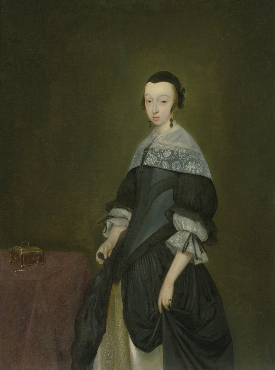 Retrato de uma senhora, c.1667-8 (para par ver 64507) de Gerard ter Borch