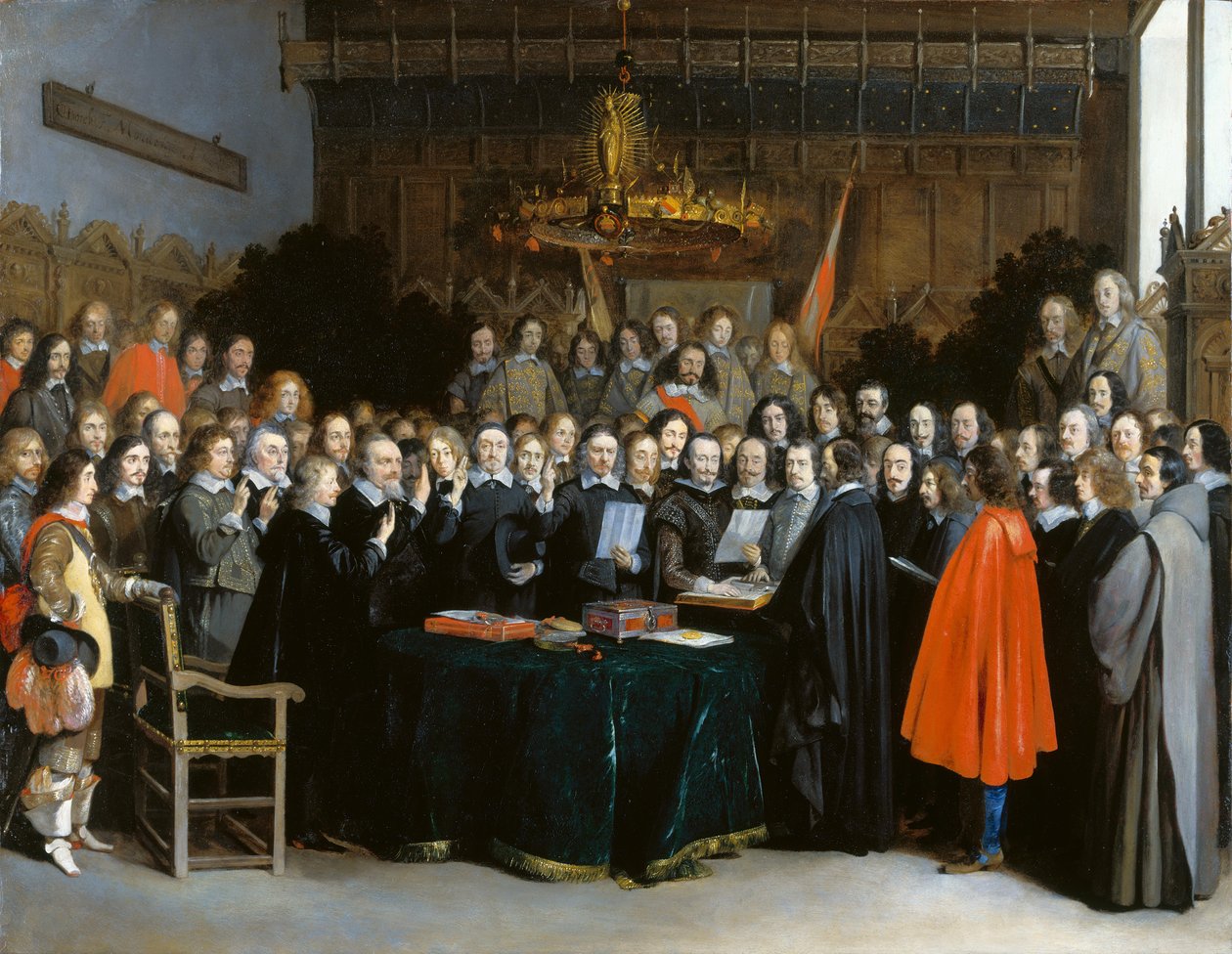 O Juramento do Juramento de Ratificação do Tratado de Munster, 1648 (óleo sobre cobre) de Gerard ter Borch