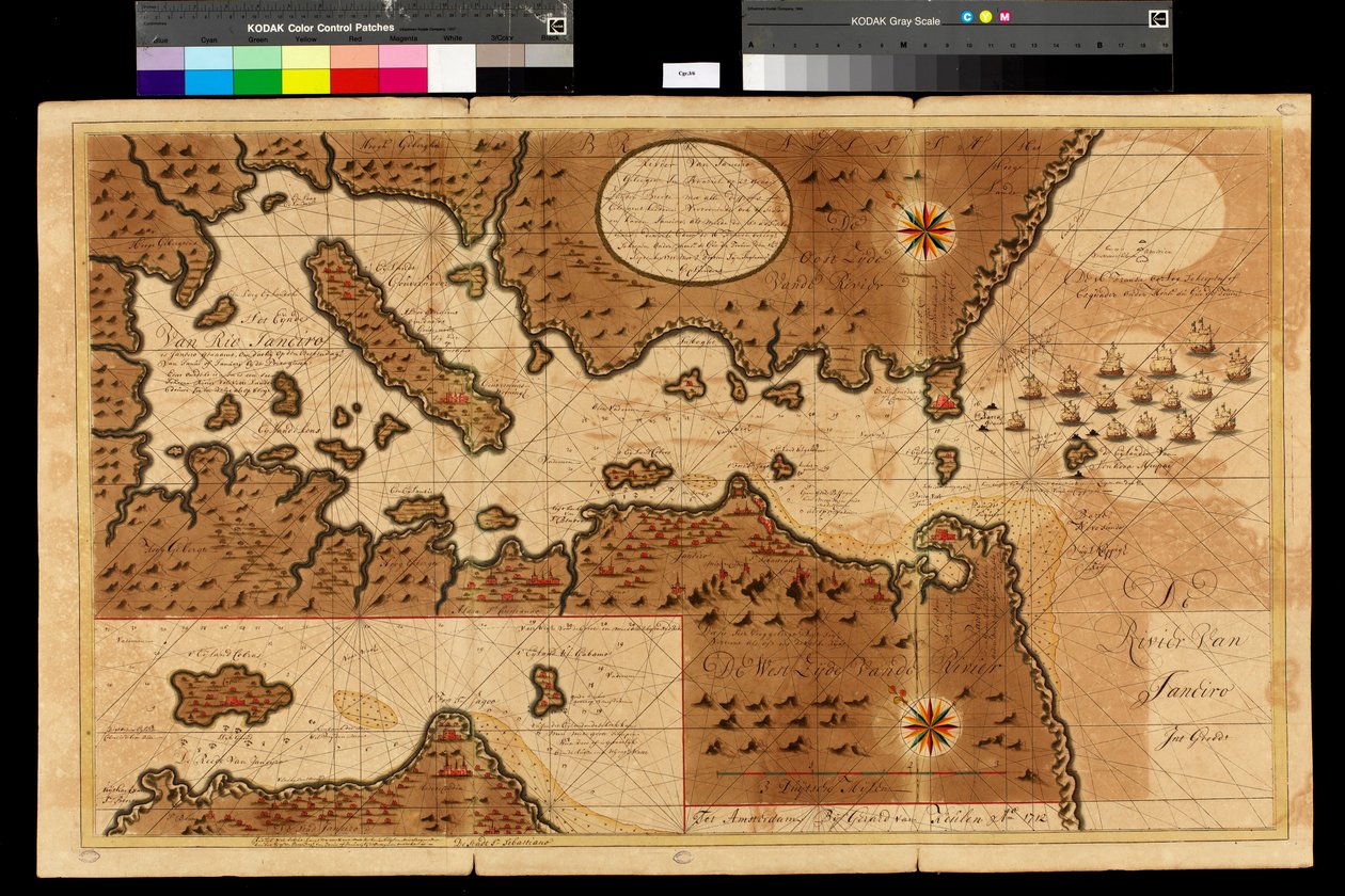 Mapa da Baía do Rio de Janeiro, 1709-13 de Gerard van Keulen