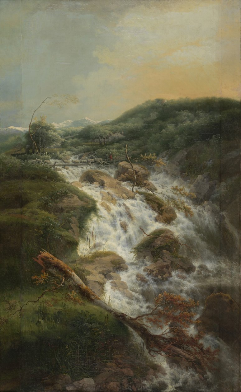 Paisagem suíça com cascata de Gerard van Nijmegen