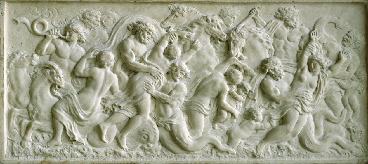 Relevo, nereids, levado, tritons, (marble) de Gerard van Opstal