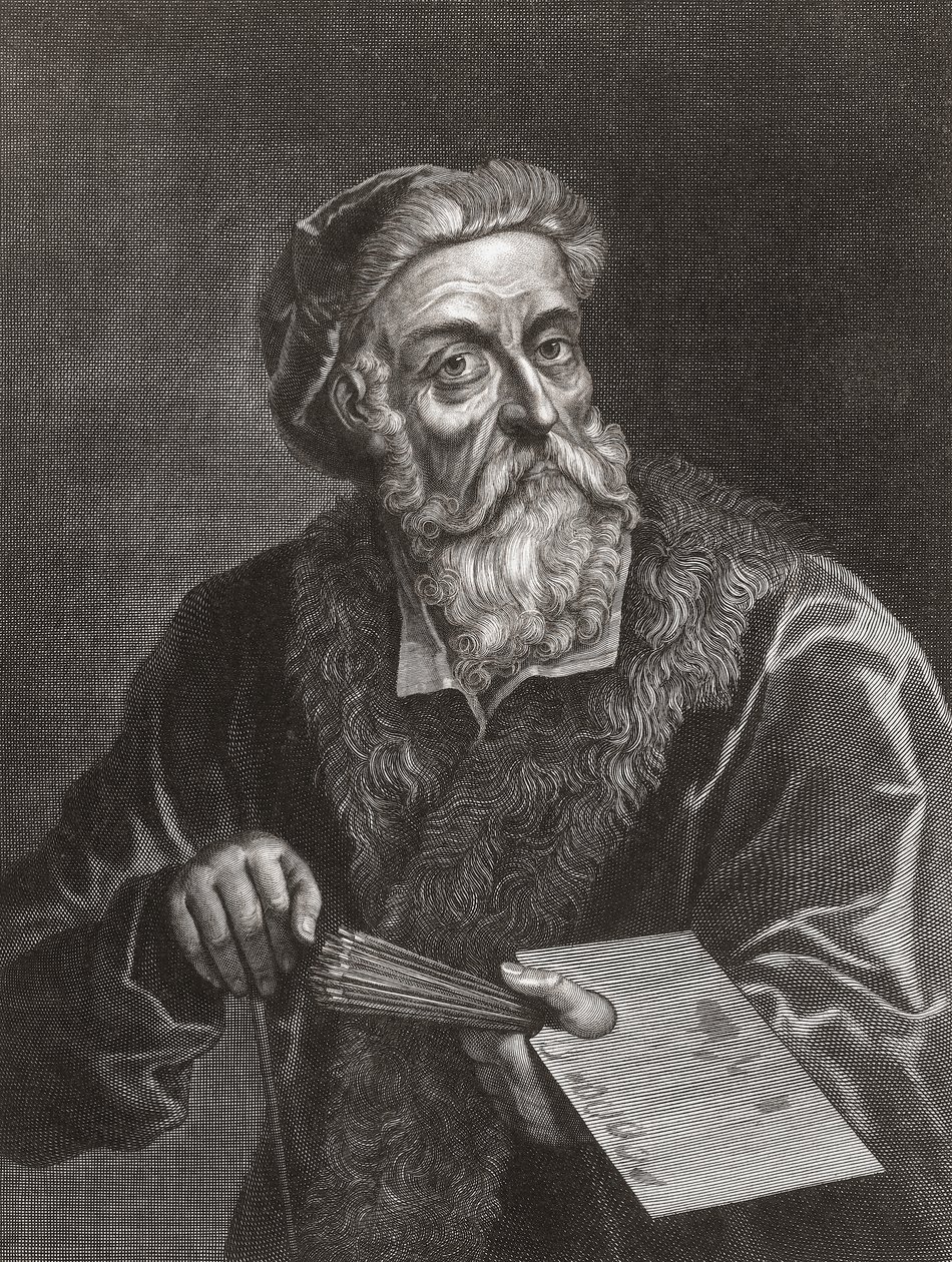Ticiano. Retrato. (impressão) de Gerard (after) Edelinck