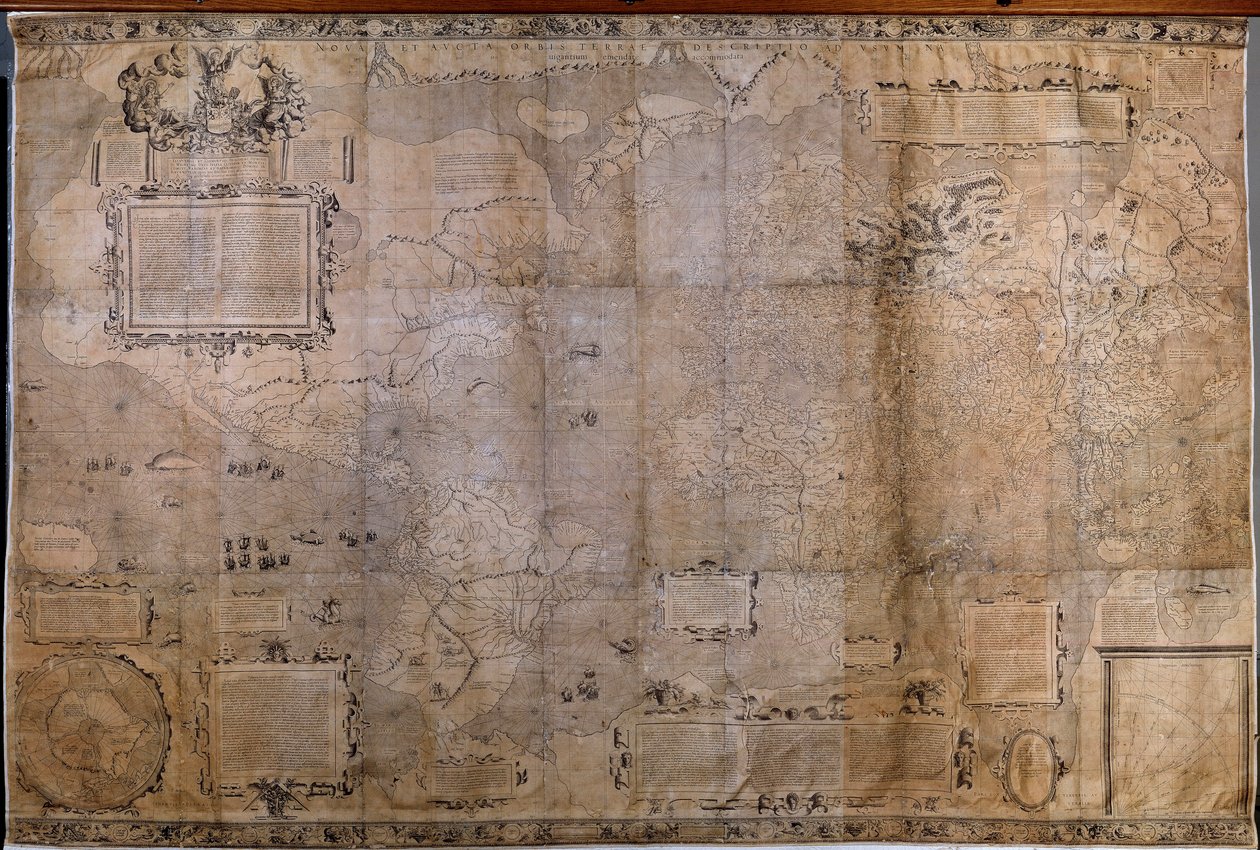 Mapa geográfico do mundo. Mapa da escola holandesa da projeção de Gerard Mercator (1512-1594) de Gerard (after) Mercator