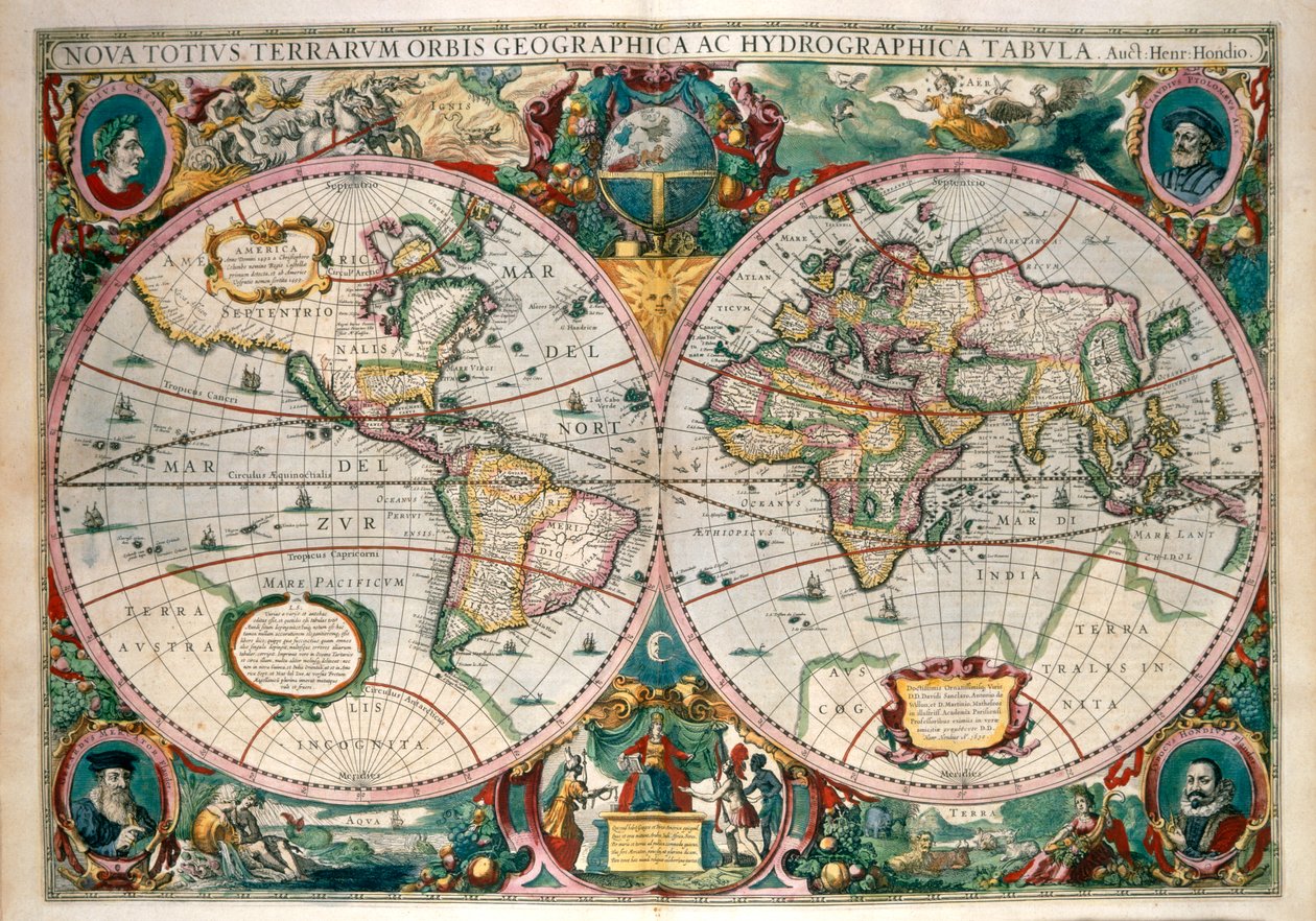 Mapa Mundial, Amesterdão 1633 de Gerard (after) Mercator