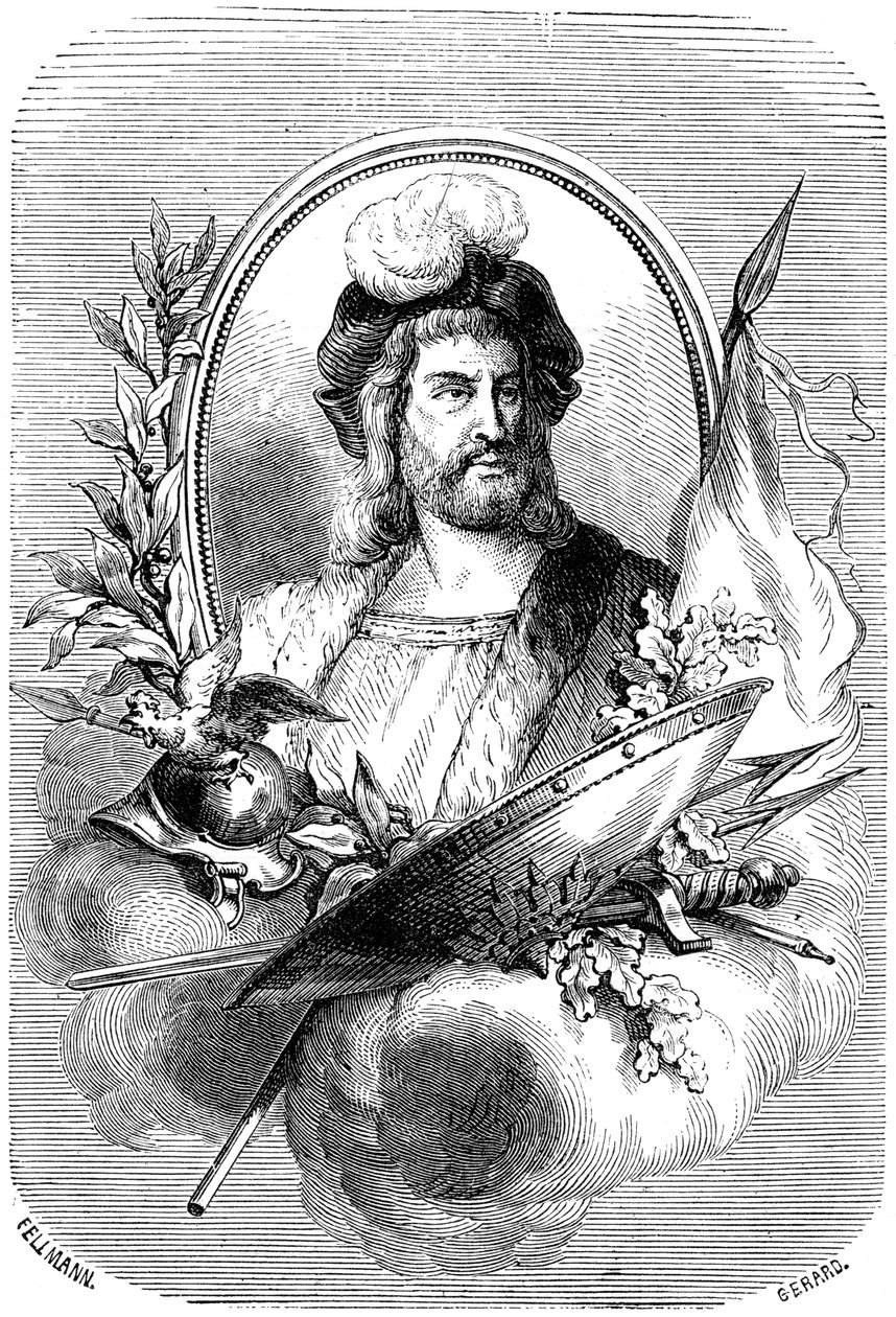 Pierre Terrail de Bayard, soldado francês do século XVI, 1882-1884. de Gerard