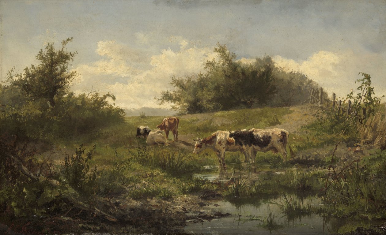 Vacas numa lagoa de Gerard Bilders