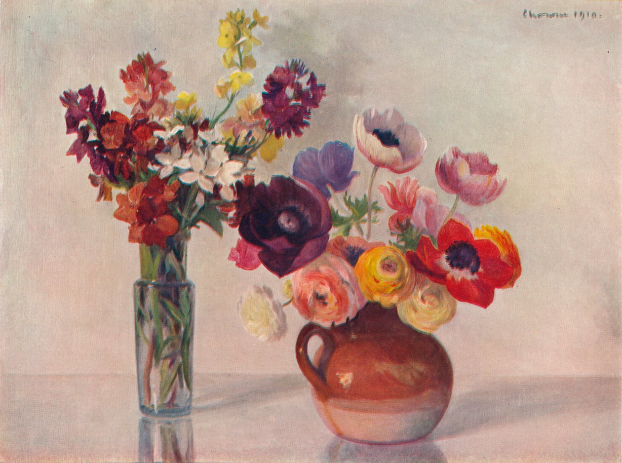 Anêmonas e Wallflowers, c1909 de Gerard Chowne