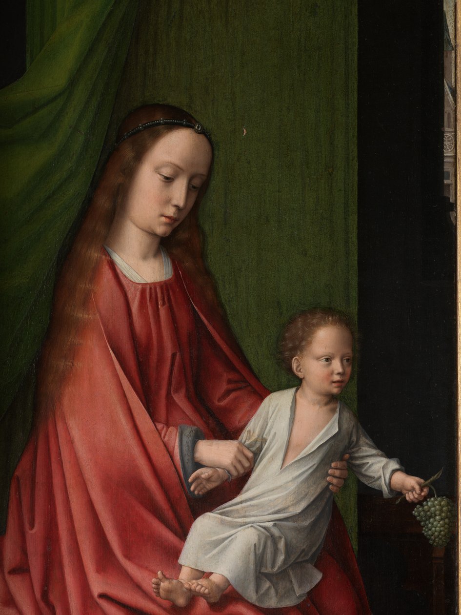 Detalhe de um painel exterior do Baptismo de Cristo, c.1502-08 (óleo sobre painel) de Gerard David
