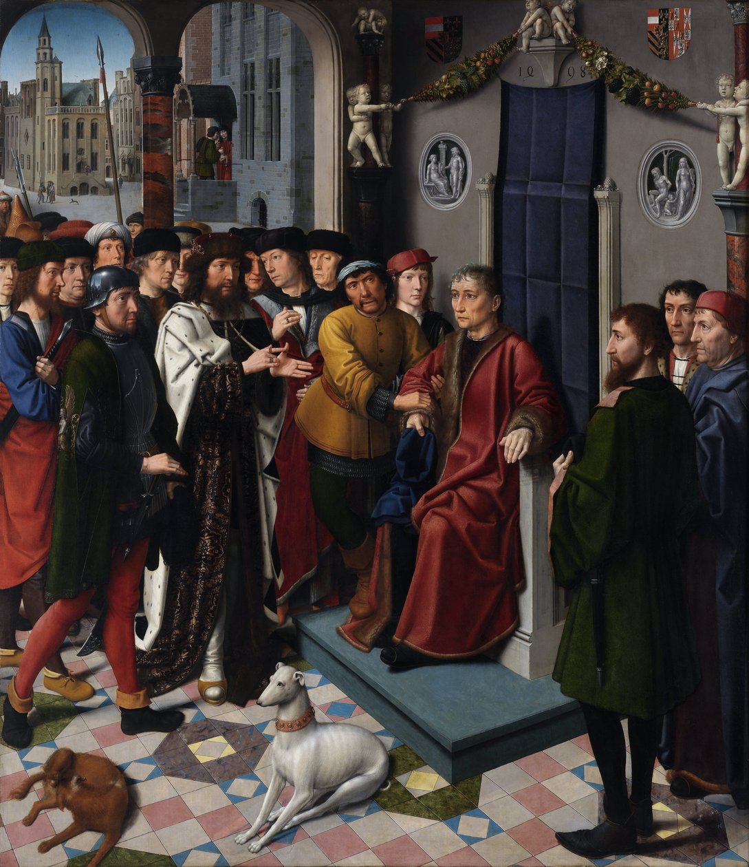O Acórdão de Cambyses (o rei persa Cambyses II (falecido em 522 AC) condena o juiz Sisamnes a ser esfolado vivo, por ter dado uma sentença em troca de dinheiro) - O Acórdão de Cambyses (painel da esquerda) - Pintura de Gerard David (ca. 1460-1523) - 149 de Gerard David