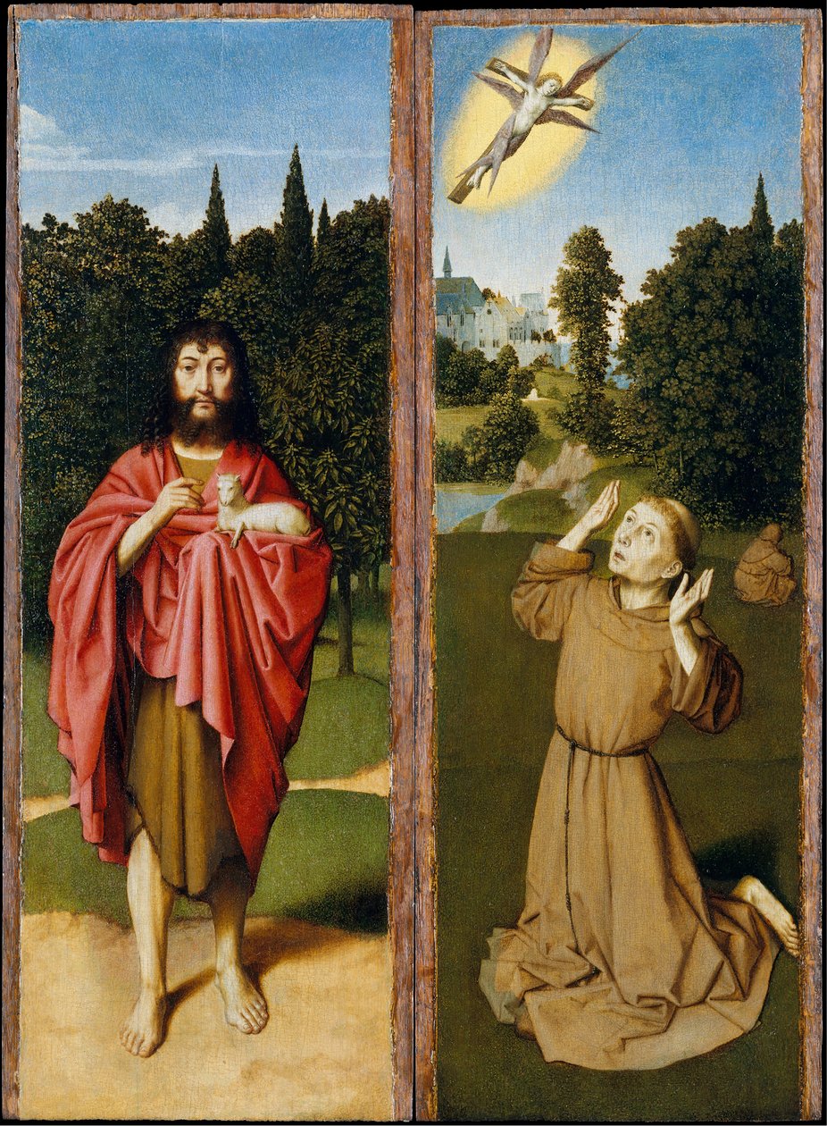São João Batista, São Francisco Recebendo os Estigmas, ca. 1485-90. de Gerard David