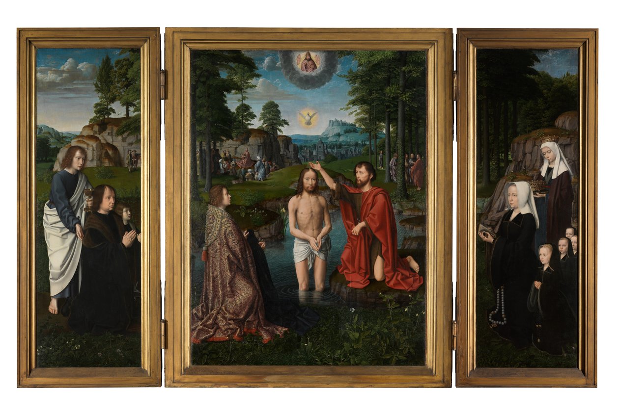 O Baptismo de Cristo, c.1502-08 (óleo sobre painel) de Gerard David