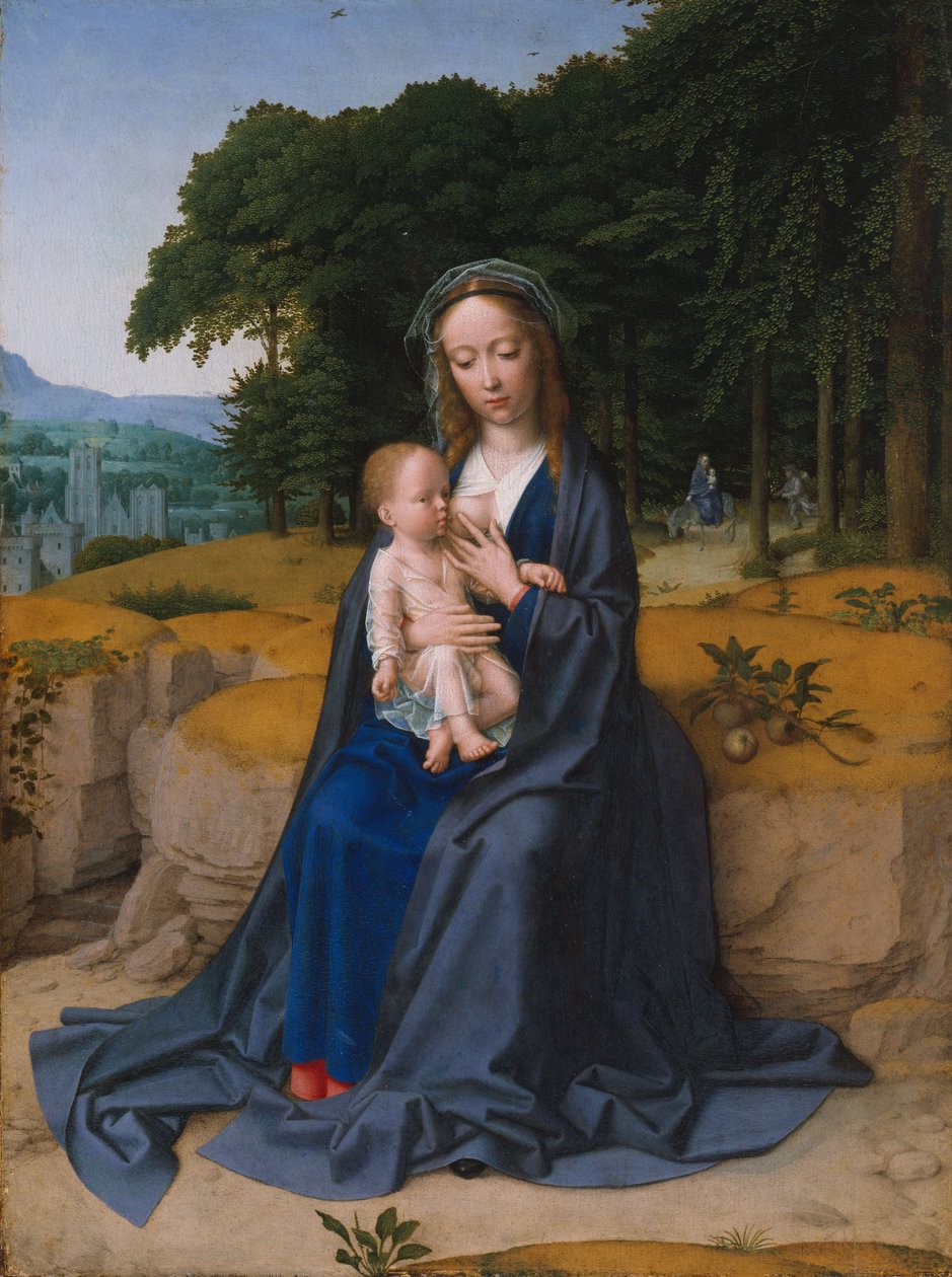 O resto da fuga para o Egito, c.1512-15 (óleo sobre madeira) de Gerard David