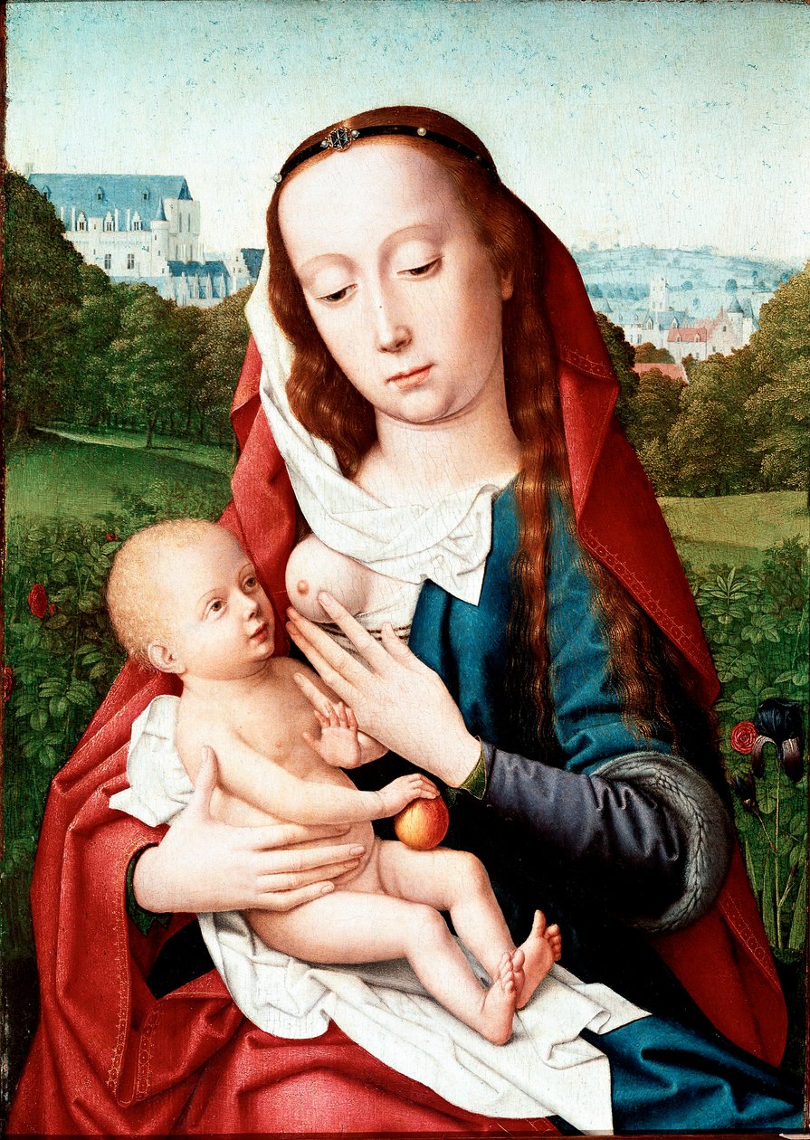 Pintura Virgem e Infantil de Gerard David (1460-1523) Madrid, Musee Lazaro Galdiano de Gerard David