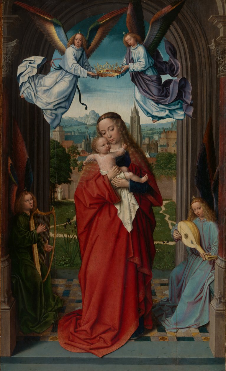 Virgem e Menino com quatro anjos, ca. 1510-15. de Gerard David