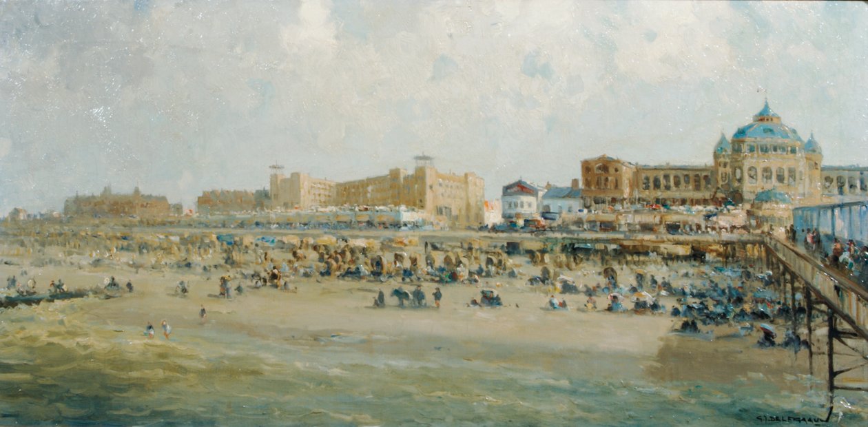 Um dia de Verão na praia de Scheveningen junto ao Kurhaus (óleo sobre tela) de Gerard Delfgaauw