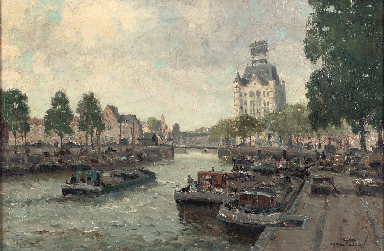 Uma vista da Witte Huis, Roterdão (óleo sobre tela) de Gerard Delfgaauw