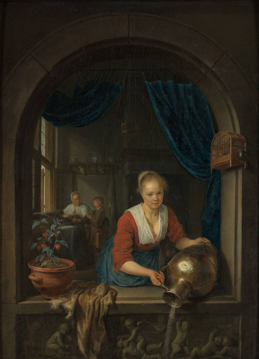 Empregada na janela, c. 1660 de Gerrit Dou
