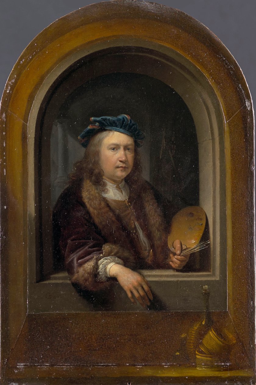 Auto-retrato com paleta, c. 1660 de Gerrit Dou