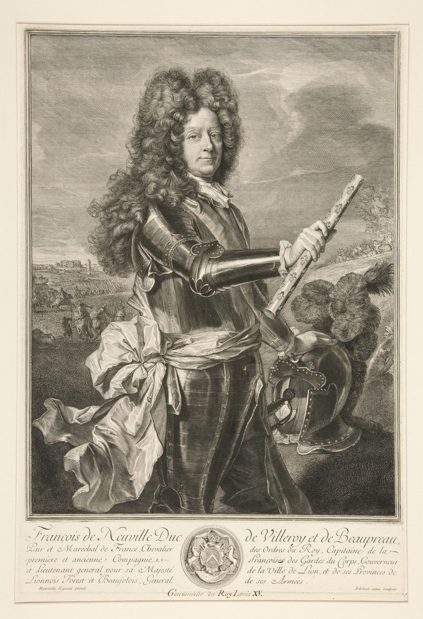 François de Neufville, duque de Villeroy e Beaupréau, marechal de França de Gérard Edelinck