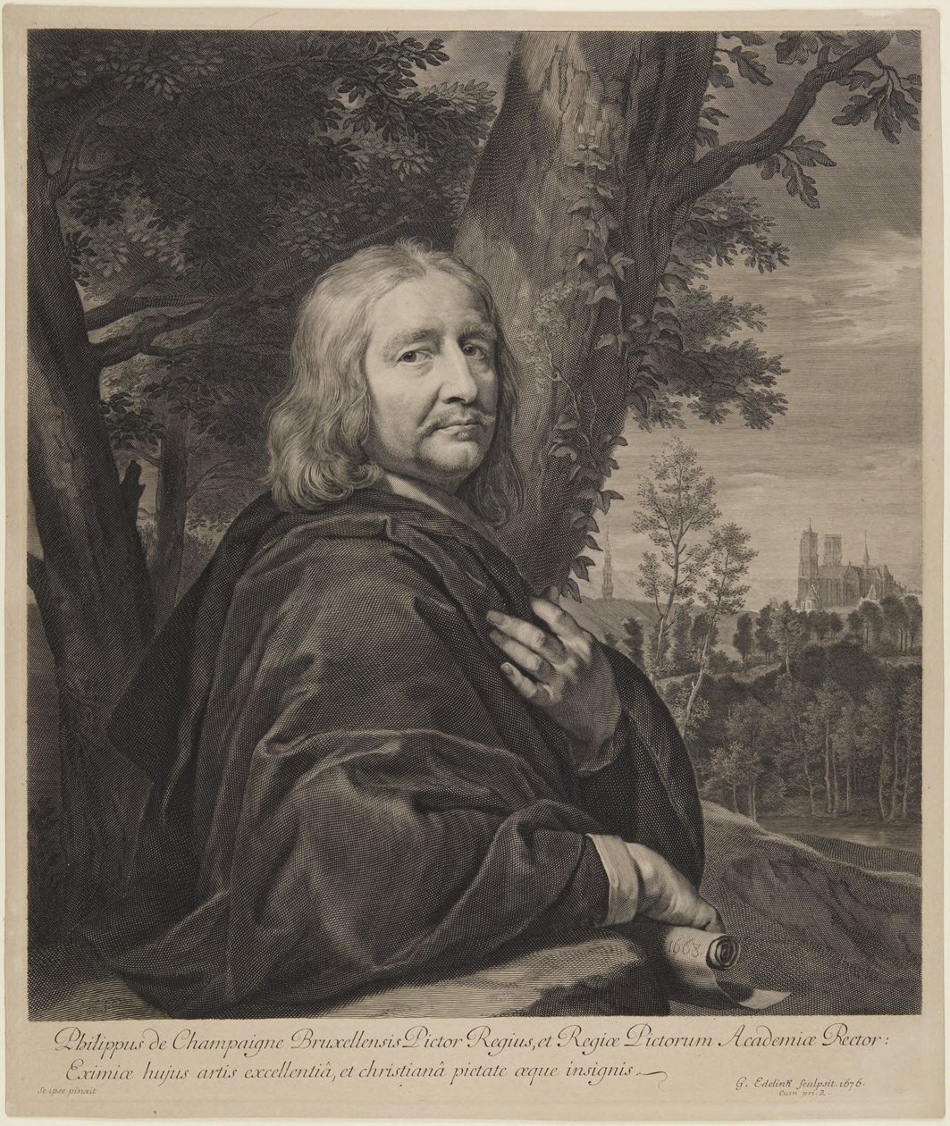 Autorretrato de Philippe de Champaigne     (Robert-Dumesnil VII, 239, n.º 164, versão II) de Gérard Edelinck