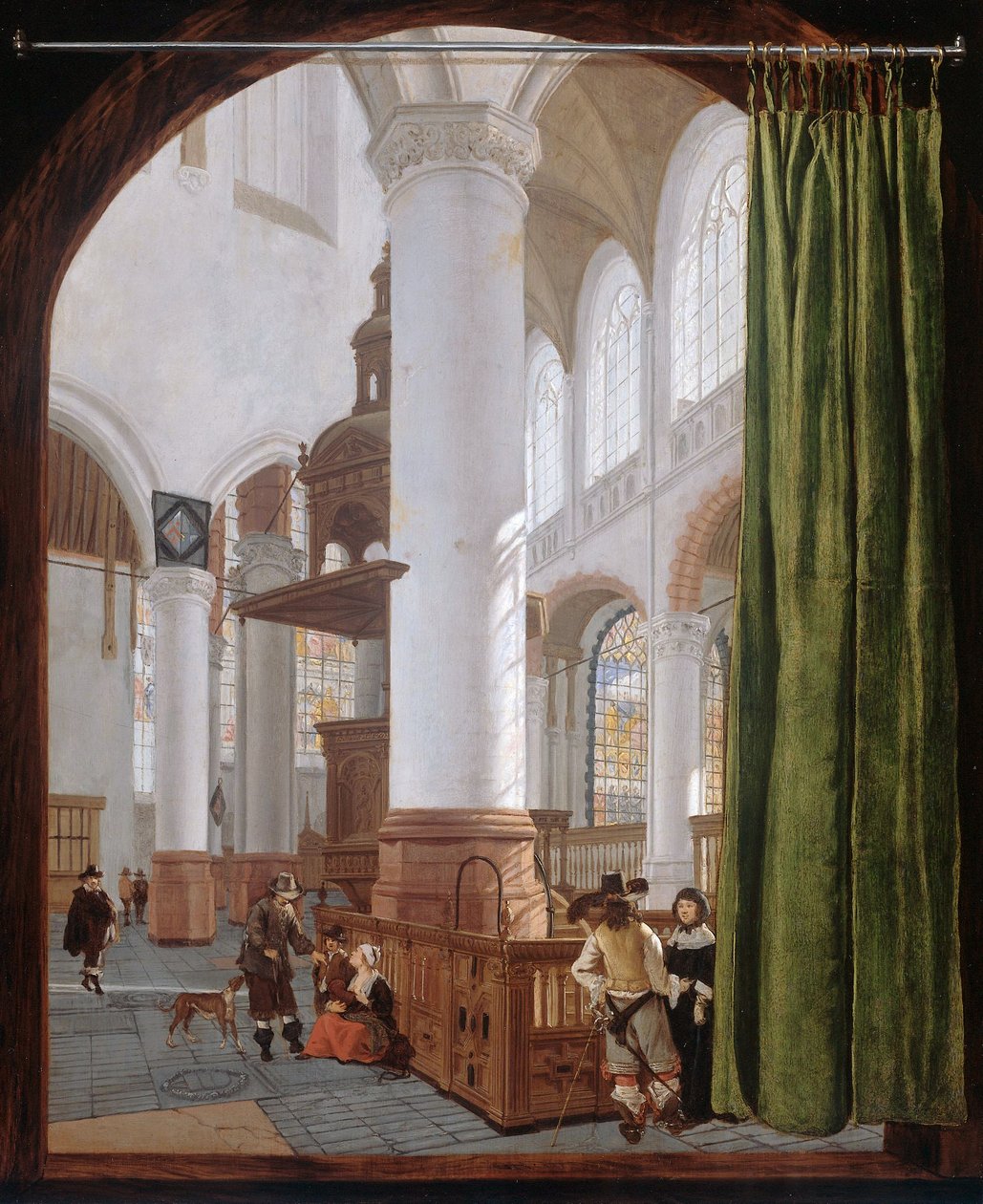 Holandês: Interieur van de Oude Kerk in Delft, 1654 Interior da Igreja Velha em Delft de Gerard Houckgeest