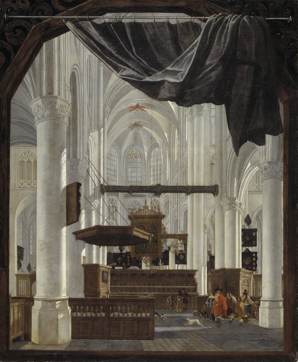 Interior de Sint Gertrudiskerk em Bergen op Zoom de Gerard Houckgeest