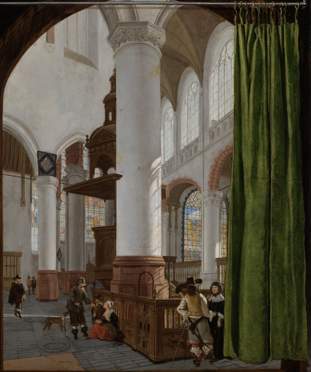 Interior da Igreja Velha em Delft, 1654 de Gerard Houckgeest