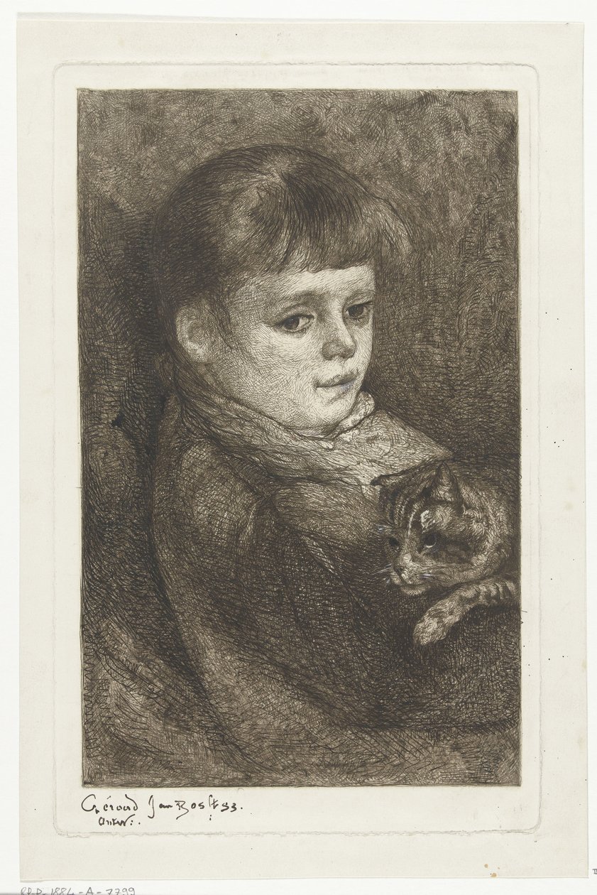 Retrato de Eleonora Bos com gato de Gerard Jan Bos (signed by artist)