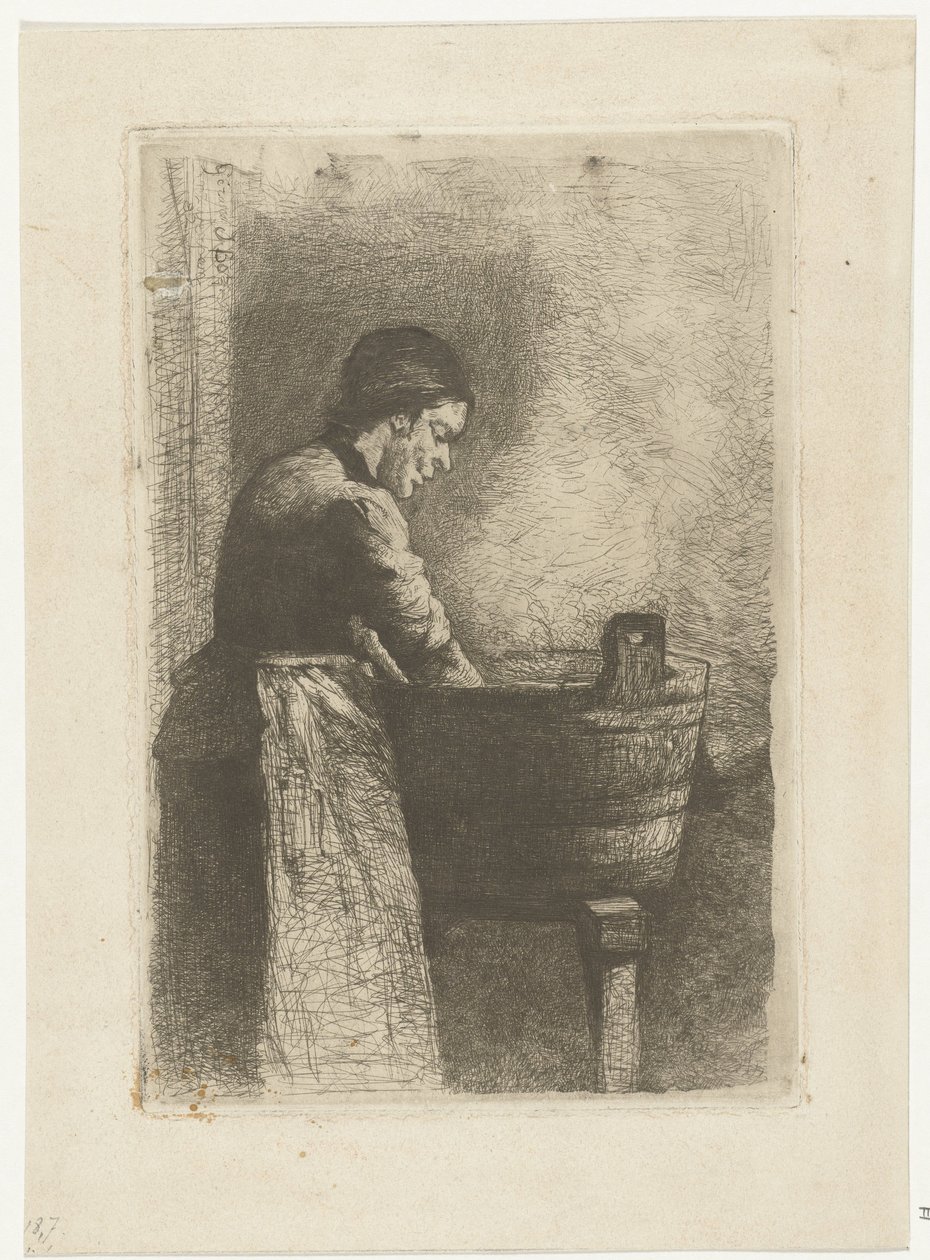 Mulher numa banheira de lavagem de Gerard Jan Bos
