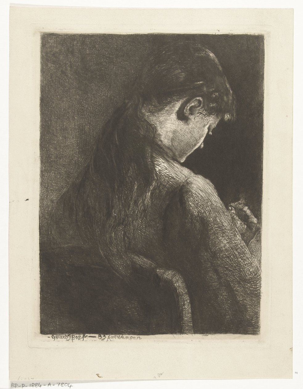 Garota sentada, vista de costas de Gerard Jan Bos