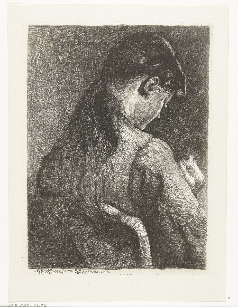 Garota sentada, vista de costas de Gerard Jan Bos