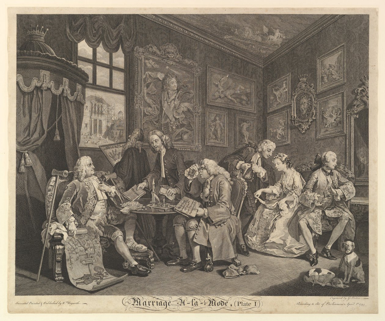 Casamento A-la-Mode, Placa I, 1 de abril de 1745. de Gerard Jean Baptiste Scotin