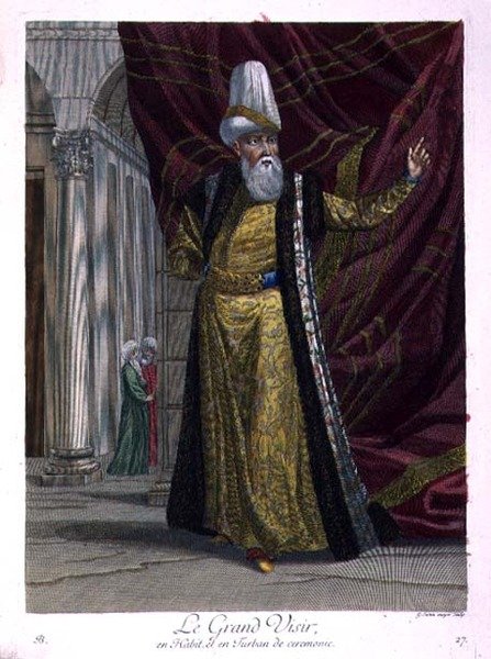 O Grande Vizir, com vestes cerimoniais e turbante. de Gerard Jean Baptiste Scotin