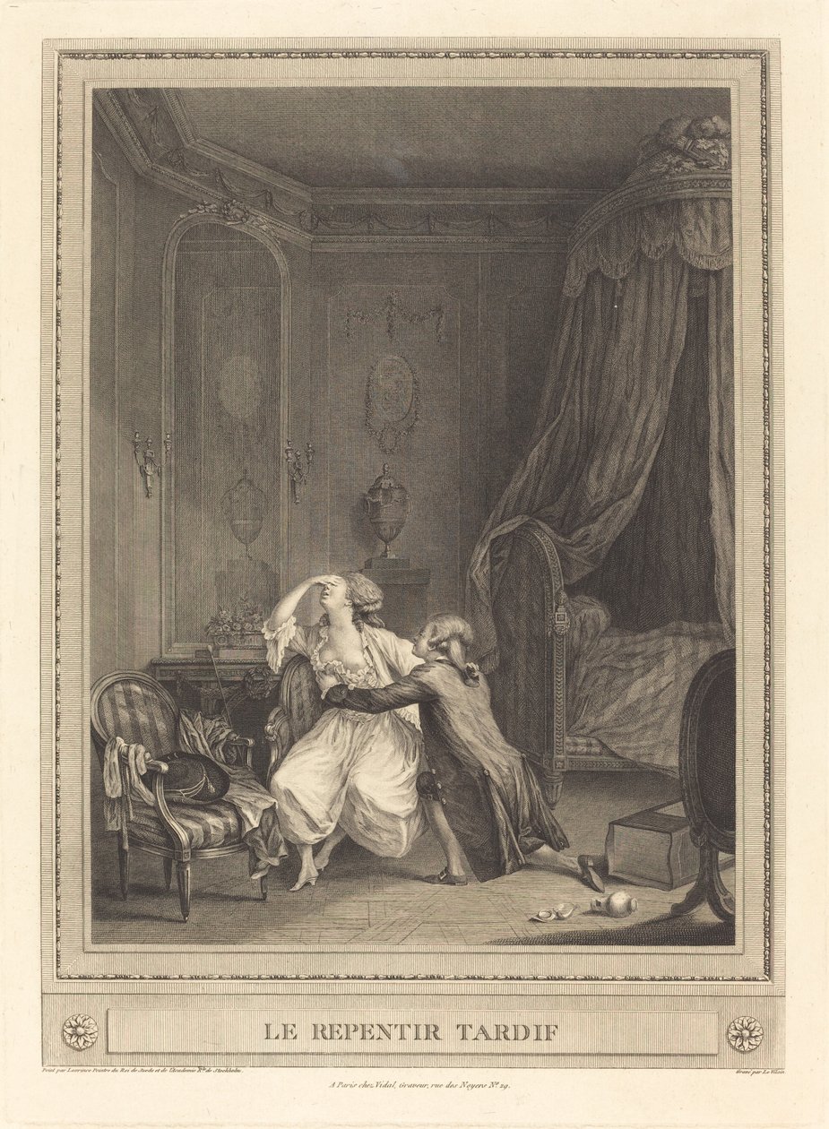 Le repentir tardif de Gerard Rene Le Vilain after Nicolas Lavreince