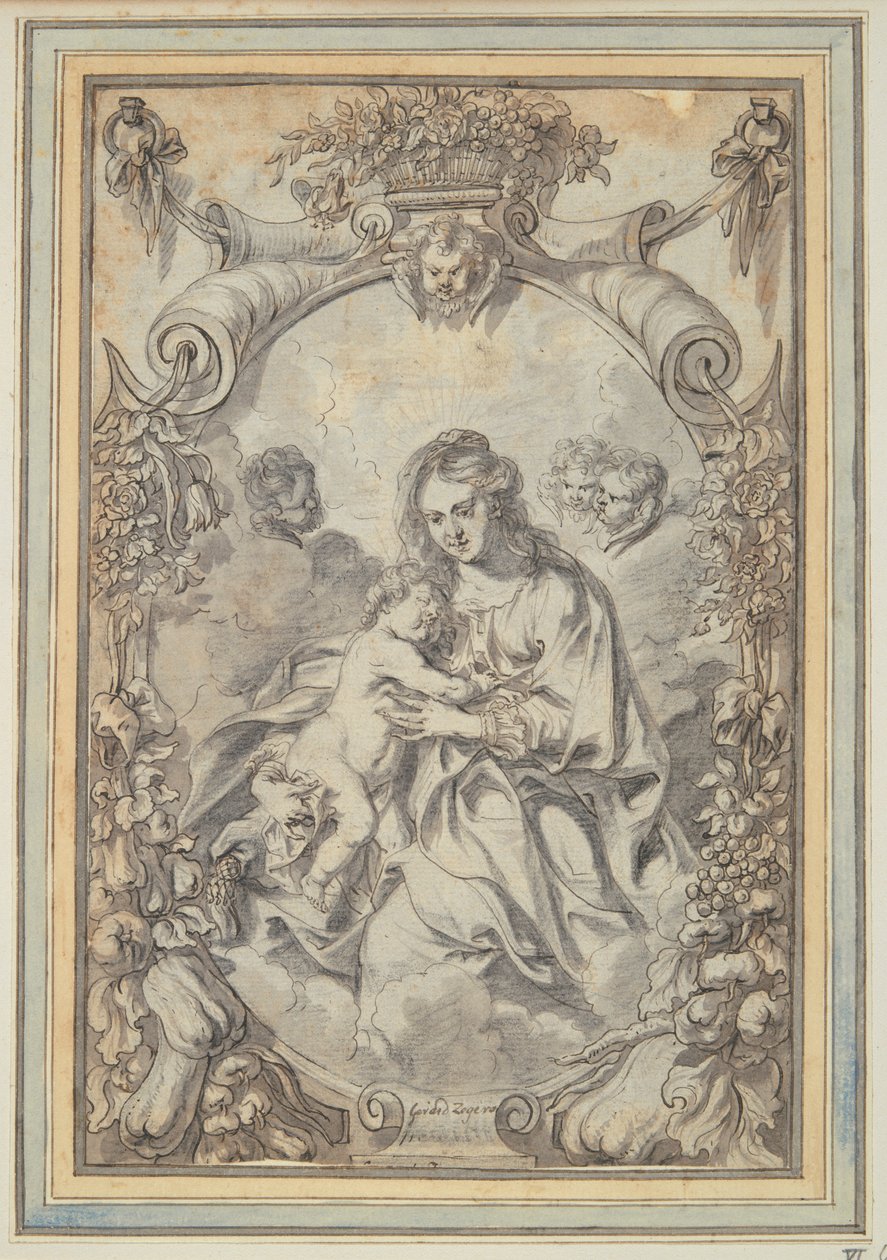 Madonna dentro da moldura ornamental de Gerard Seghers