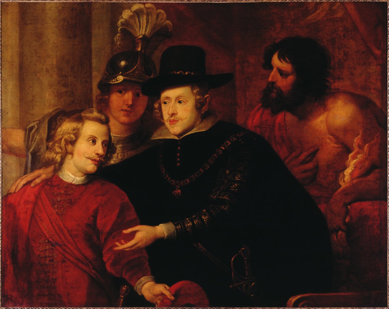 Filipe IV de Espanha 1605-1665 despedindo seu irmão Cardeal-Infante Fernando da Áustria 1609-1 de Gerard . Seghers