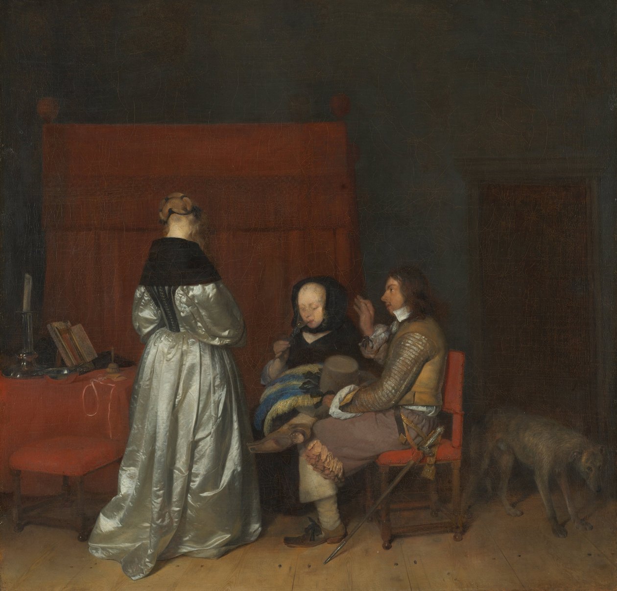 Três figuras conversando em um interior The Paternal Admonition, ca 1654 de Gerard Ter Borch the Younger