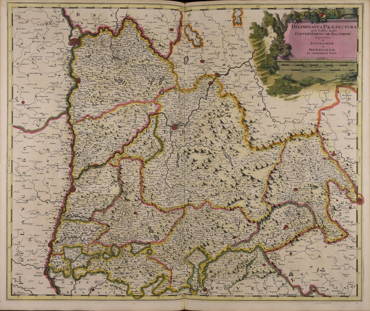 Delphinatus praefectura quae Gallis audit government of Daufhiné bipartitus in superiorem et inferiorem de Gerard Valck