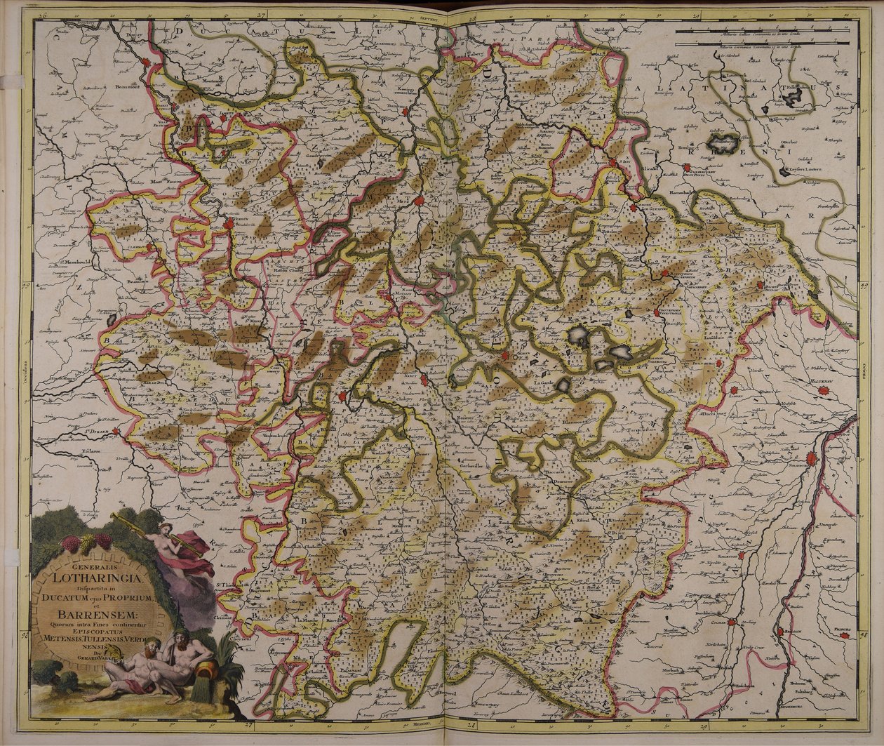 Generalis Lotharingia dispartita in ducatum ejus proprium et Barrensem quorum intra fines continentur episcopatus Metensis, Tullensis, Verdunensis de Gerard Valck